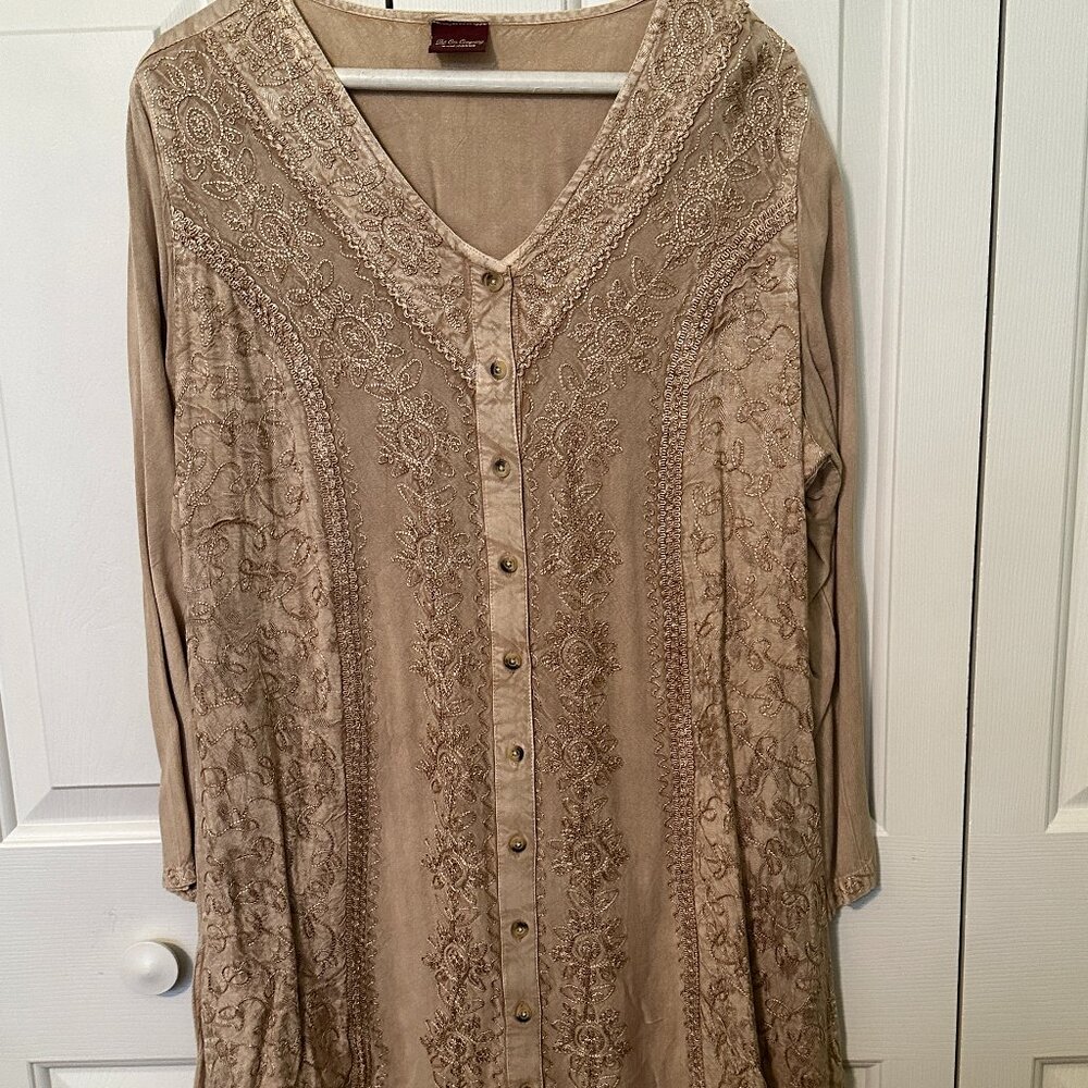India Embroidered Tan Shirt